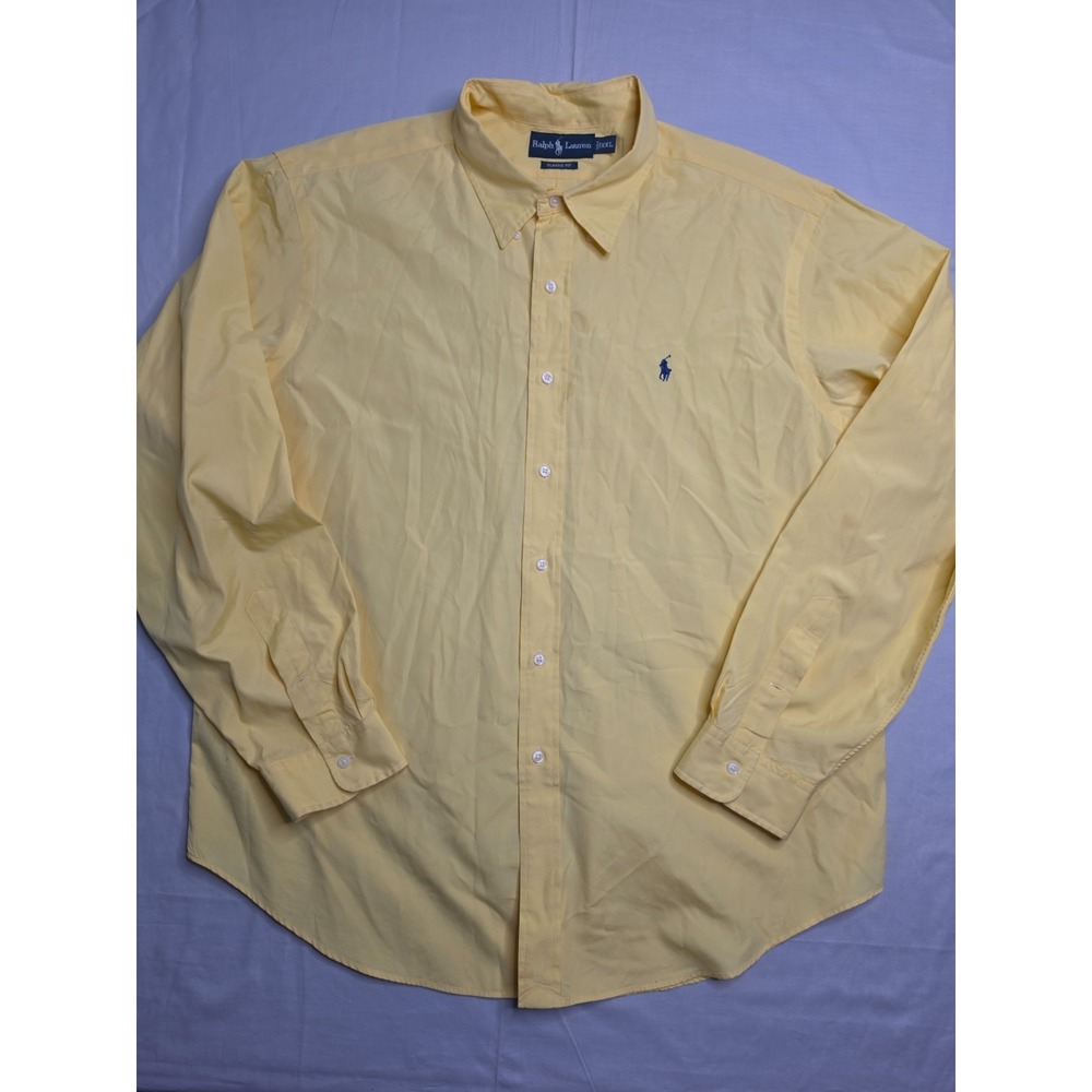 Ralph Lauren Shirt Men's 2XL Yellow Classic Fit Pony Logo Button-Down Outdoor